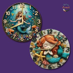 Mermaid-Themed Silent Wall Clock