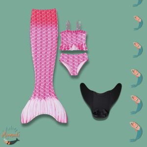 Shell-Pattern Mermaid Splash Tail & Swimwear Set