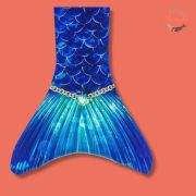2pc Stretchy Royal Blue & Gold Mermaid Scales Tail and Monofin
