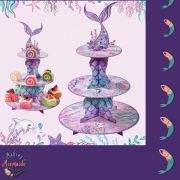 Three-Tier Mermaid Themed Cupcake Stand