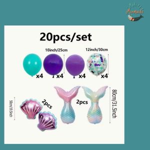 20pc Themed Balloon Set with two Mermaid Tails