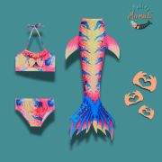 4pc Tiger Stripe Mermaid Tail with Monofin