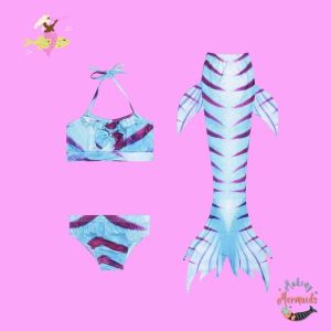 4pc Tiger Stripe Mermaid Tail with Monofin