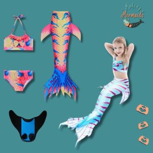 4pc Tiger Stripe Mermaid Tail with Monofin