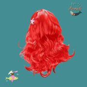 Vibrant Red Mermaid Wig with Starfish
