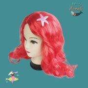 Vibrant Red Mermaid Wig with Starfish