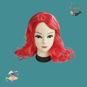 Vibrant Red Mermaid Wig with Starfish