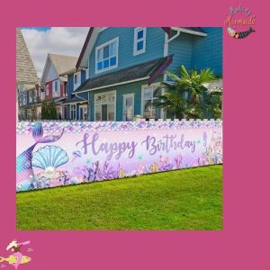 Mermaid themed happy birthday banner