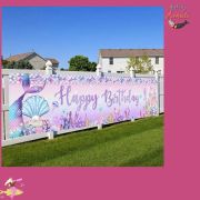 Mermaid themed happy birthday banner
