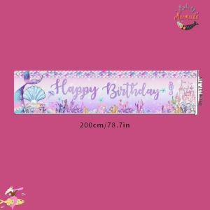 Mermaid themed happy birthday banner