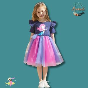 Young Girls Tulle Dress with Mermaid Detail