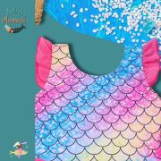 Young Girls One-Piece Mermaid Swimsuit with Skirt