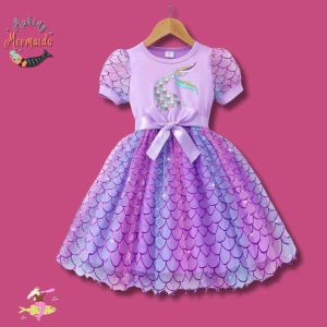 Young Girls Fancy Mermaid Dress with Bow