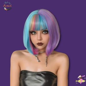 Multicoloured Short Bob Mermaid Wig