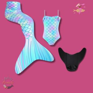 Young Girls Mermaid tail with frilled one piece swimsuit