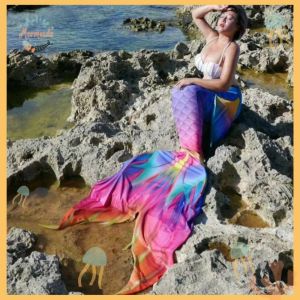 Rainbow-mirage performance mermaid tail
