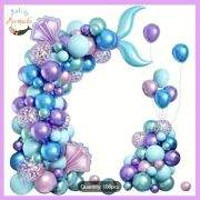 108-Piece Metallic Mermaid Balloon Arch – Ocean Party Garland Kit