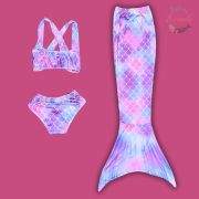 Pastel Dream Mermaid Tail & Bikini Set – Soft Rainbow Magic