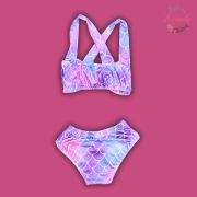 Pastel Dream Mermaid Tail & Bikini Set – Soft Rainbow Magic